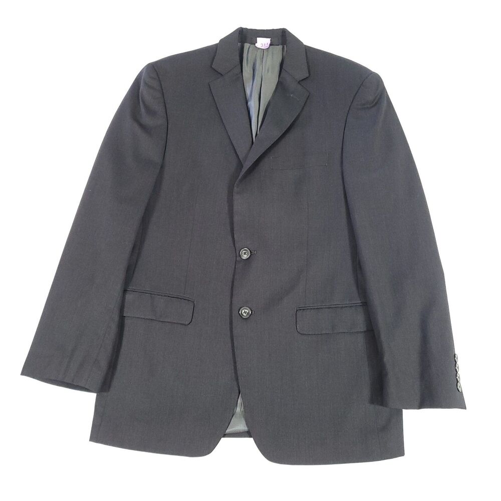 Calvin Klein Wool‎ Black Blazer 38 Reg Tortoise Buttons Double Vent READ